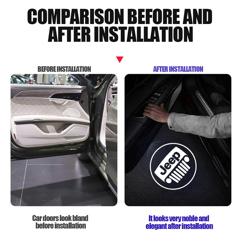 Led HD باب السيارة شعار ترحيب كشاف ضوئي مصابيح ل جيب جراند شيروكي رانجلر JK المصارع البوصلة رينيجيد باتريوت Lib #2