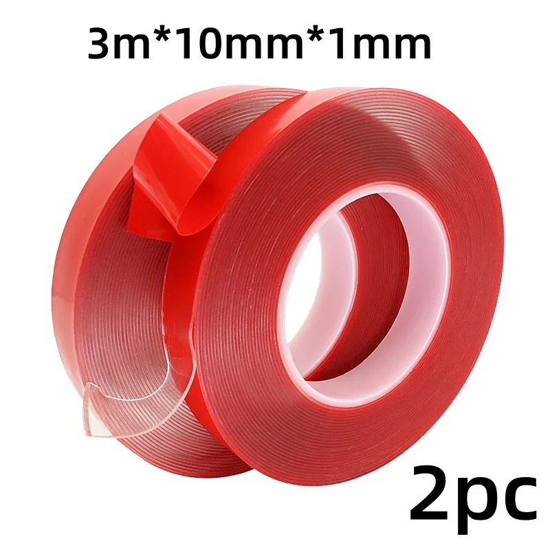 2PC Transparent Double Ultra Thin Transparent Sided Tape Nano Tracsless No Trace Reusable Waterproof Adhesive Tapes