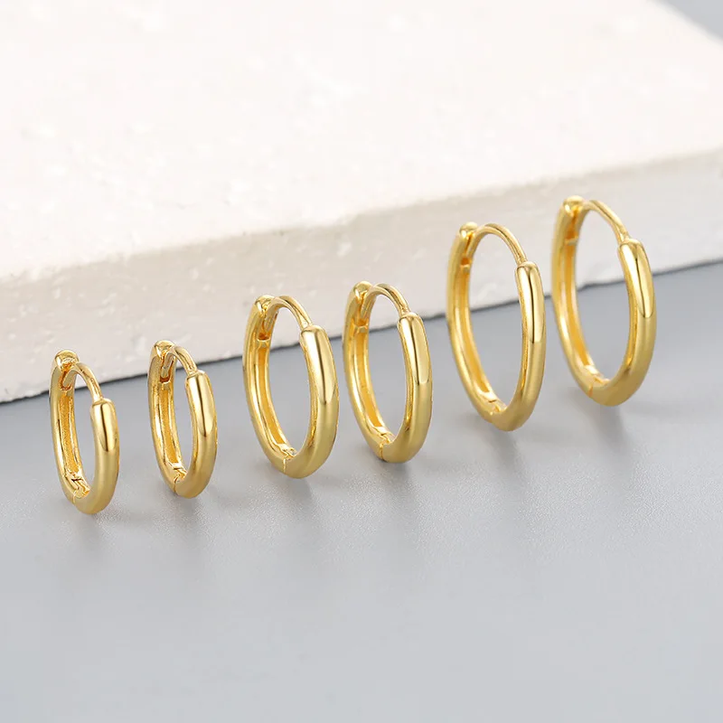 

Real 925 Sterling Silver 10/12/14/16/18mm Round Hoop Earrings for Women Classic Fine Jewelry Geometric Accessories Huggies