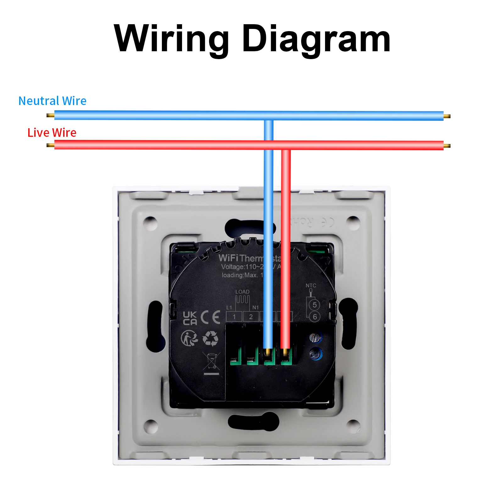 Bingoelec Smart WiFi Tuya Thermostat Touch Switch Socket Temperature Controller of Water/Electric Floor Heating Gas Boiler Grey