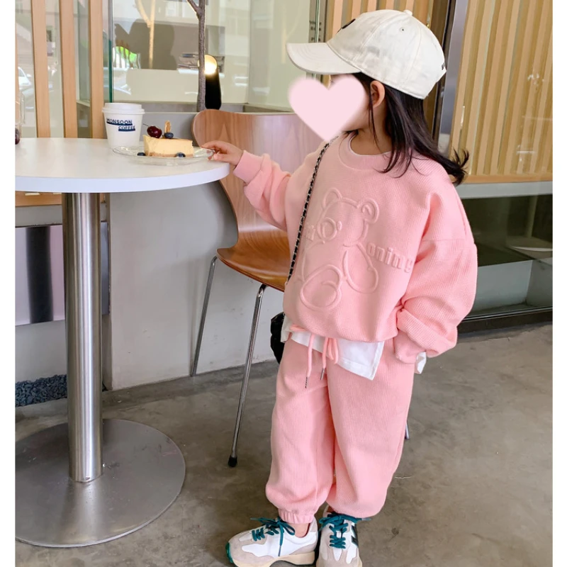 

Baby Autumn New Girls Sports Casual Long Sleeve Hoodie + Pants Children Fashion Solid Color Two-Piece Set