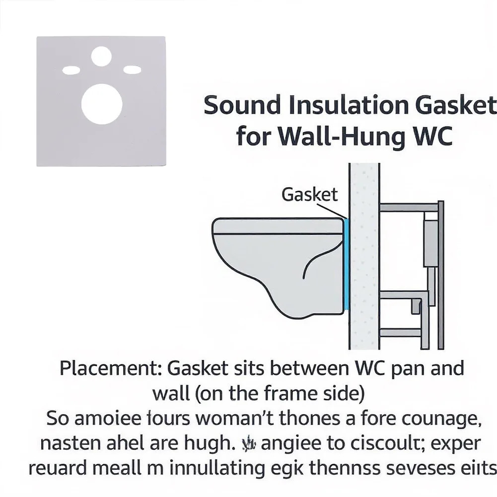 Sound Absorbing Pad for Wall Hung For Toilets Designed to Fit For Geberit and For Grohe Frame Mounting Dimensions Precisely