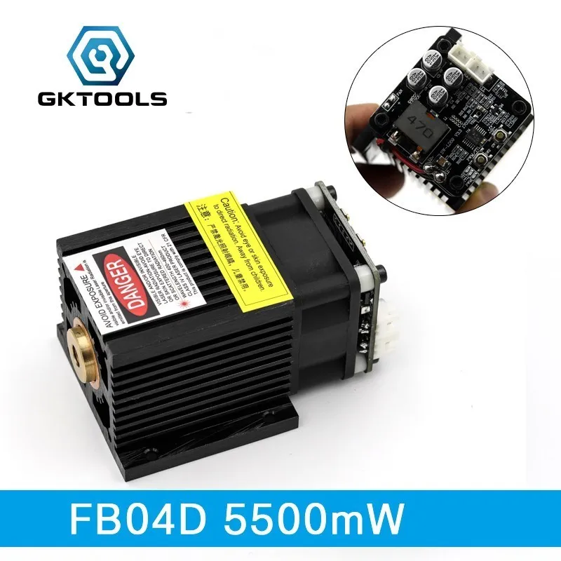 Gktools, 445nm7500mw Laser Hoofd Module Rvs Markering Diy Cnc Snijden Graveren Graveur Machine Ttl/Pwm Controle