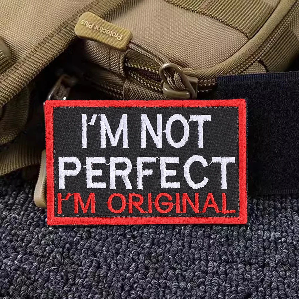 Alphabet I'M NOT PERFECT I'M ORIGINAL Magic Patch DIY Embroidery Printing Hand Sewing Clothing Commuter Backpack Decoration