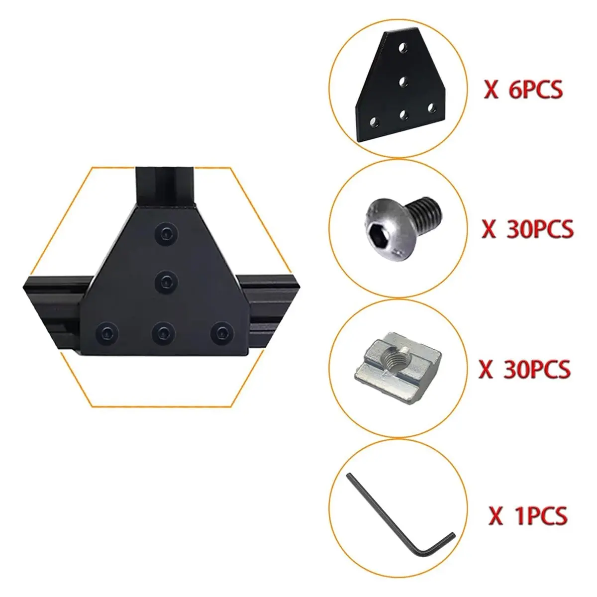 Best sales 2026 6Pcs 4040 Series Aluminum Corner Bracket T-Shape Connector with Hardware Kit for DIY Projects