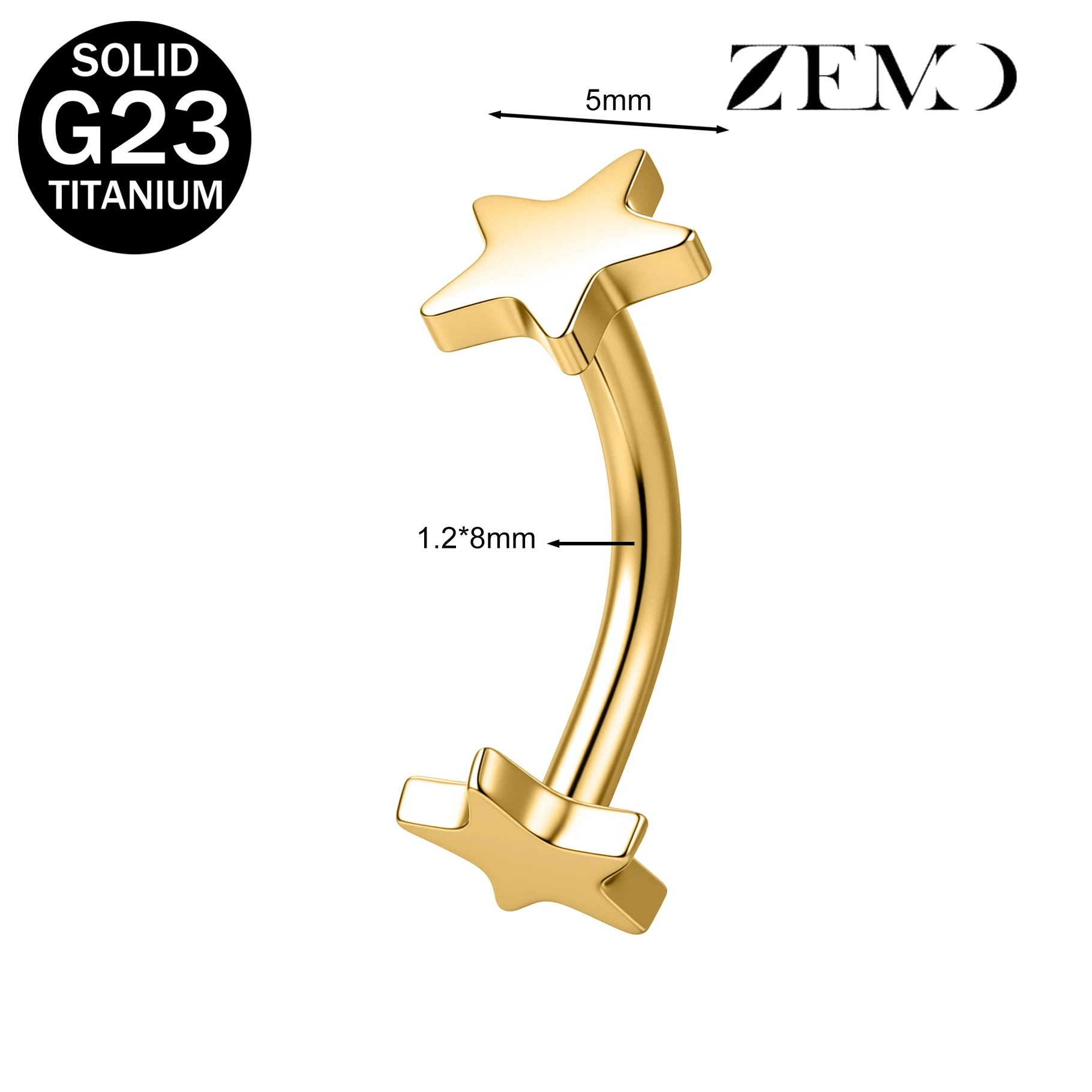 16G Titanium Eyebrow Ring with Star Zircon Earring