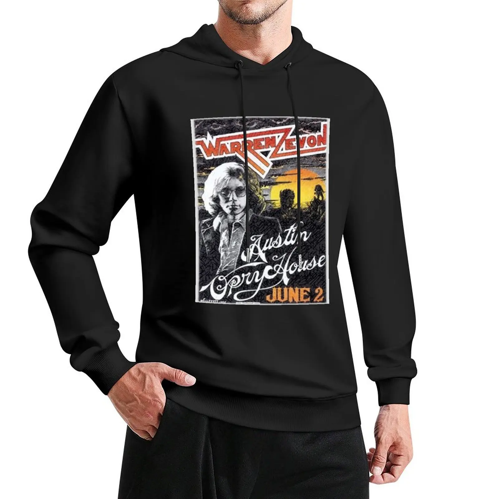 Warren Zevon Vintage Concert Poster at the Austin Opry House Pullover Hoodie blouse men's sweat-shirt mens hoodie