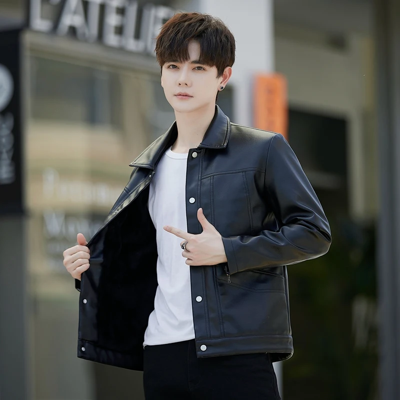 Autumn Winter New Men's Casual Lapel Casual Jacket Coat Fashion Slim Fit Cropped Coats Streetwear Woolen Korean Jacket Clothing