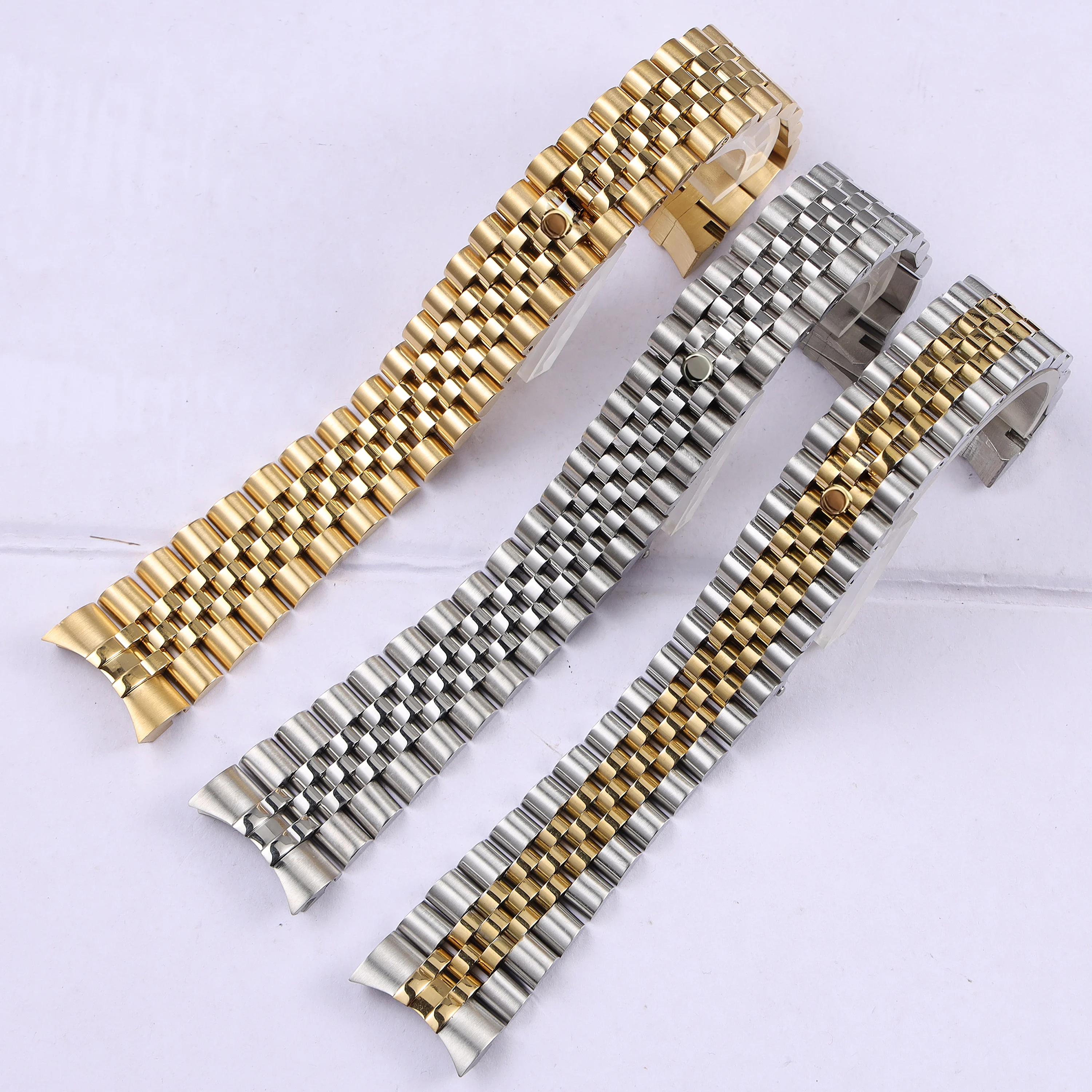 

13 17 20 21mm silver gold solid stainless steel Jubilee watchband for Rolex Oyster Perpetual Date metal strap bracelet