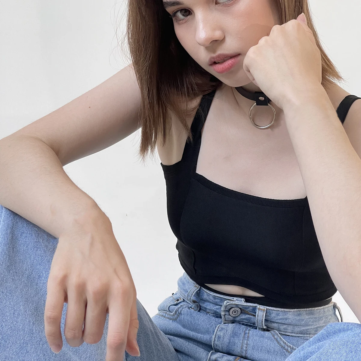 نساء موضة جلدية سلسلة BDSM عبودية الملابس الداخلية طوق تسخير المثيرة الجلود الرقبة تسخير الوثن ارتداء الإناث الرقبة الملحقات