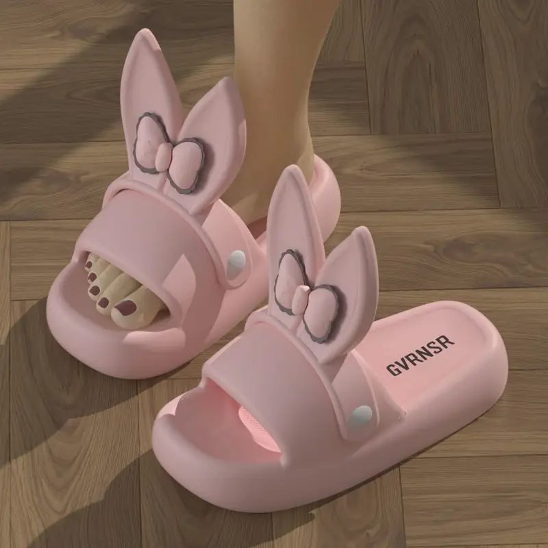 Cute Girl Rabbit Slippers Women's Summer Wear Thick Bottom Non-Slip Cartoon Fashion Flip-Flops Soft Bottom Two-Way Sandals