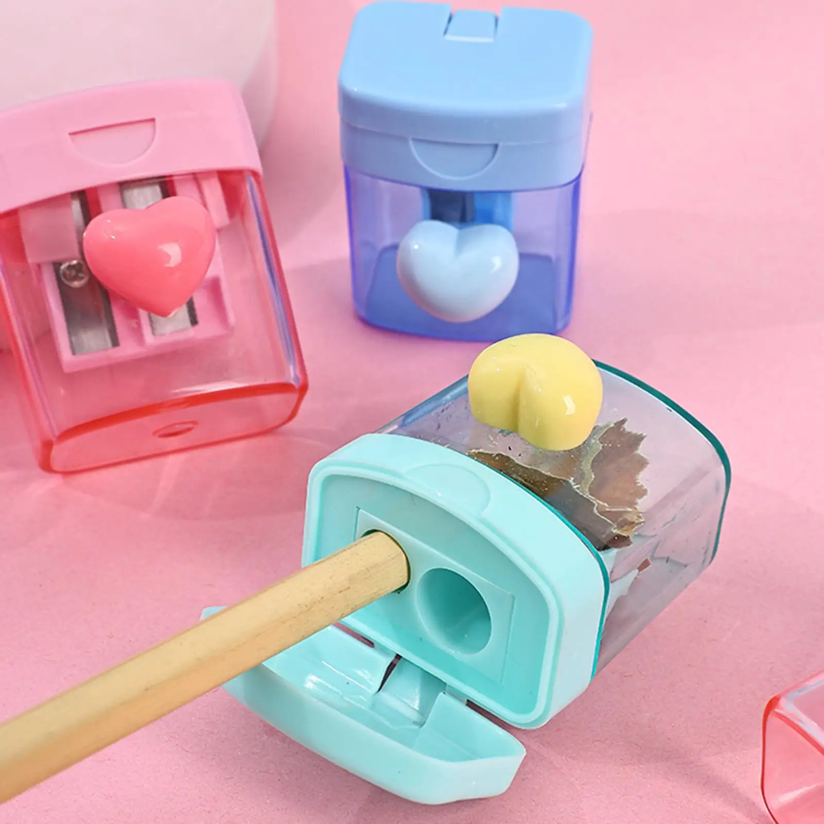 Bleistiftspitzer für Kinder, tragbarer Doppelloch-Spitzer für farbige Accessoires und Eyeliner-Stifte, für den künstlerischen Vorgang im Klassenzimmer