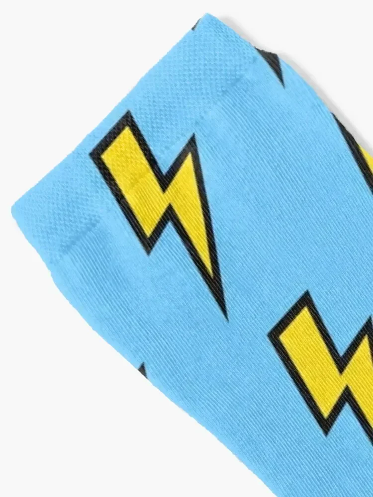 Yellow Lightning Bolts with Bright Blue Background Socks shoes Run Woman Socks Men's