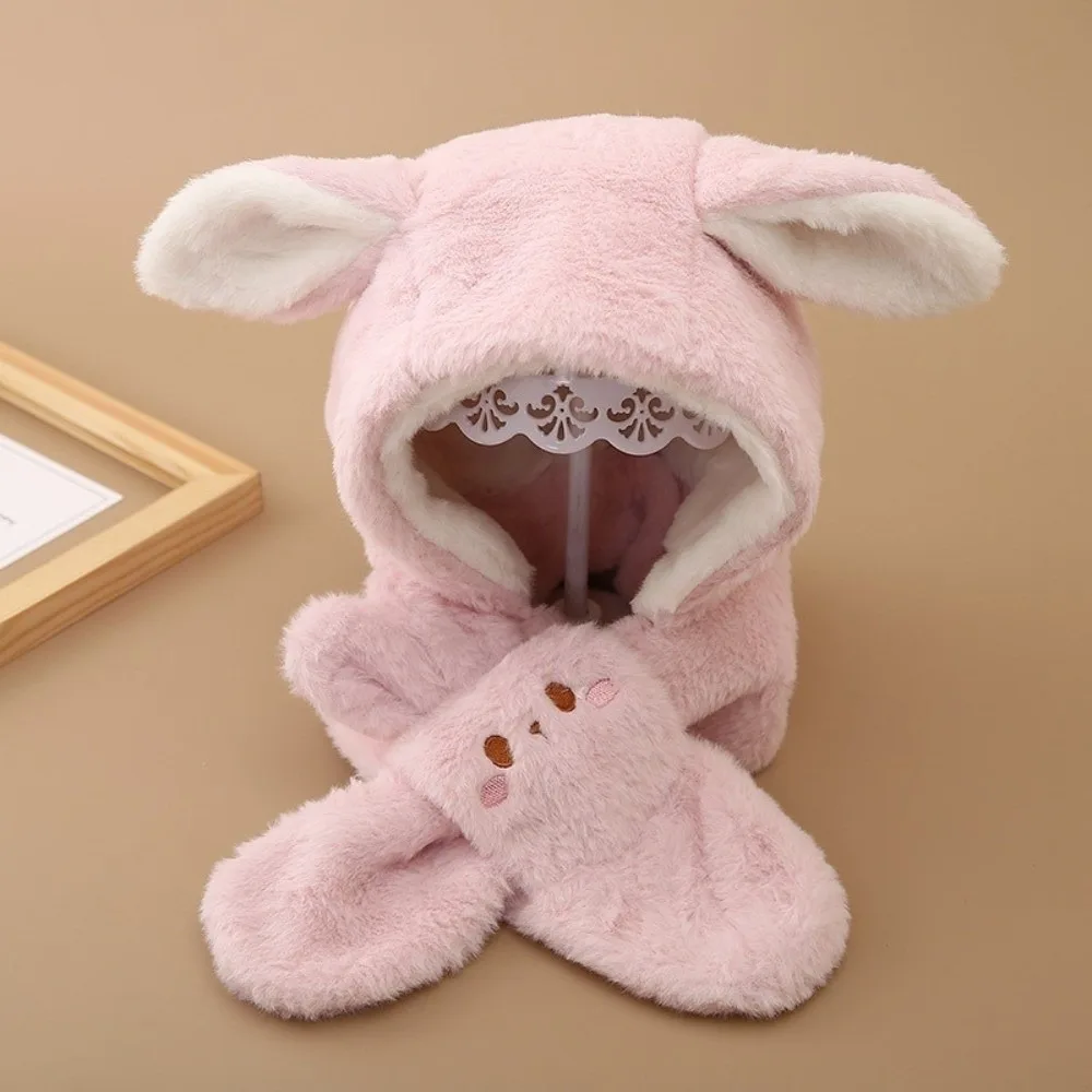 

Cute Plush Integrated Hat Scarf Set Warm Windproof Pullover Cap Coldproof Ear Protection Hat Outdoor Sports