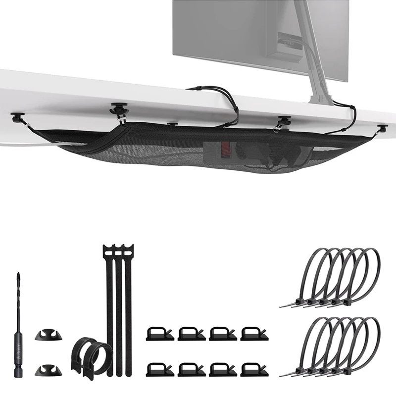 Imagem -05 - Flexível Under Desk Cabo Management Bandeja Wire Management Bottom Hub Classificando Bolsa Preto