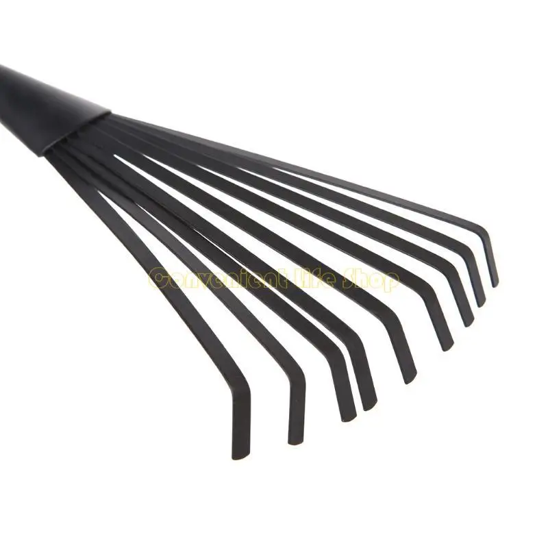 

L1EE 1Pc Portable Mini 9 teeth Steel Rake For Home Garden Transplanting Tool