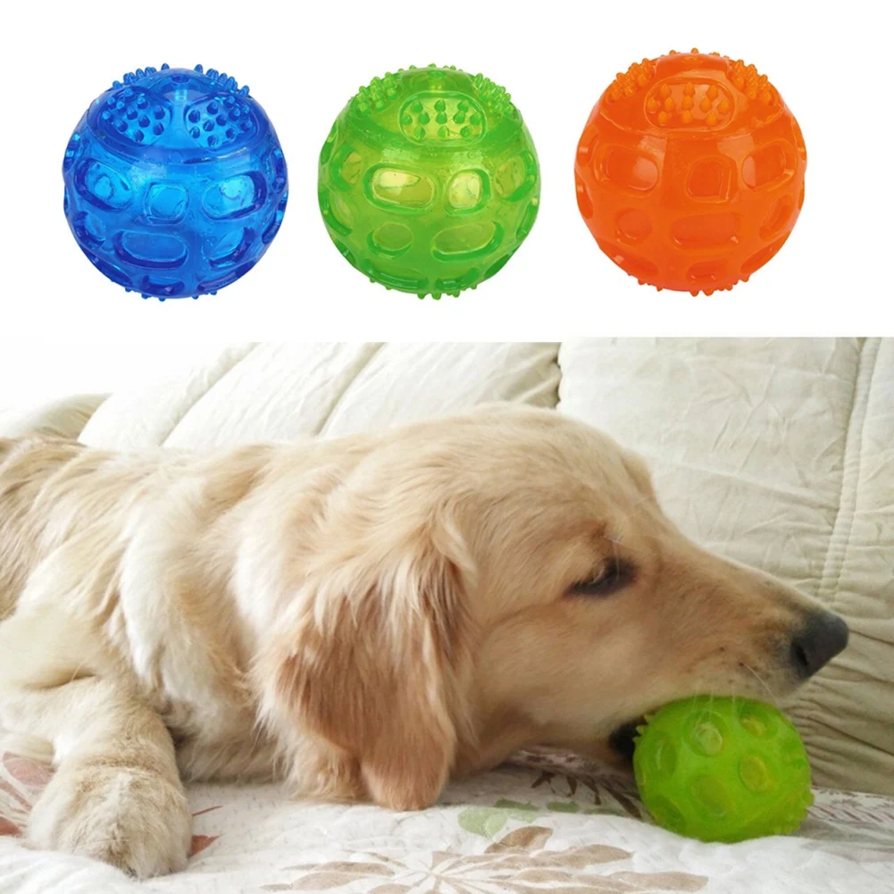 Pet Teething Sound Toy Bite Resistant Rubber Ball Cat Dog Interactive Toy Tooth Cleaning Ball Pet Tooth Care Accessories