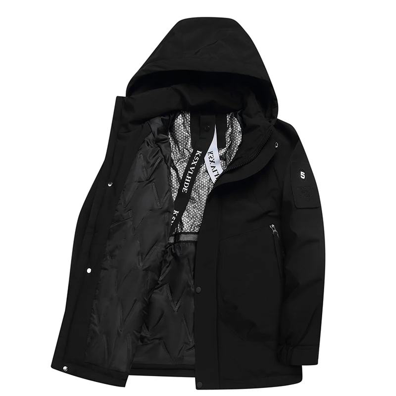 New Fashion Removable Hat Men Jacket  Outdoors Loose Casual Versatile Parka Winter Thickening Keep Warm Windproof Solid Coat Men