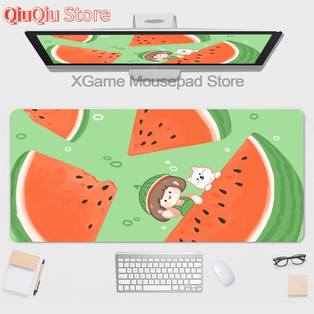 Cute Anime Mouse Pad Mause Matcha Green Office Desk Mat Computer Deskmat Mousepad Kawaii Office Accessories Pc Table Rug Xxl