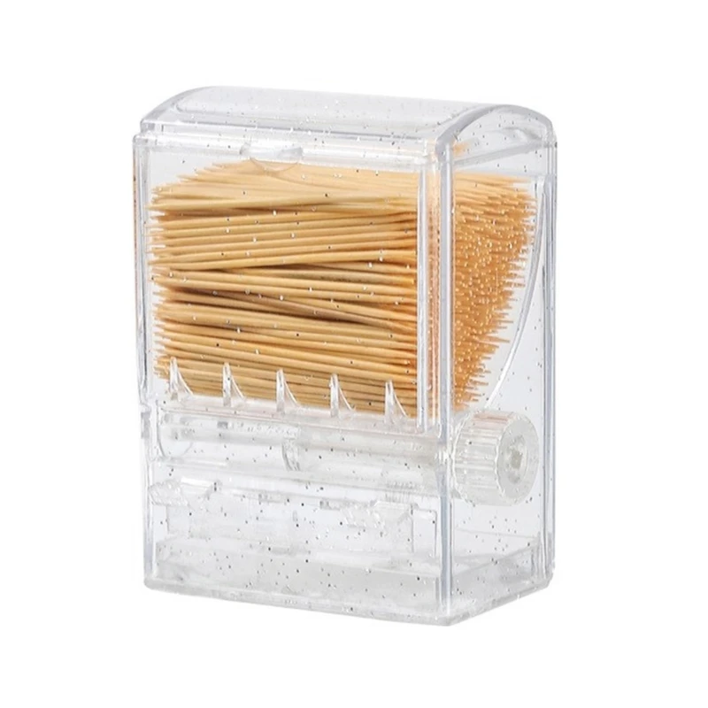 Decorative Toothpick Holder Box Transparent Clear Plastic Tooth Pick Dispenser Toothpick Case for Home and Office Use