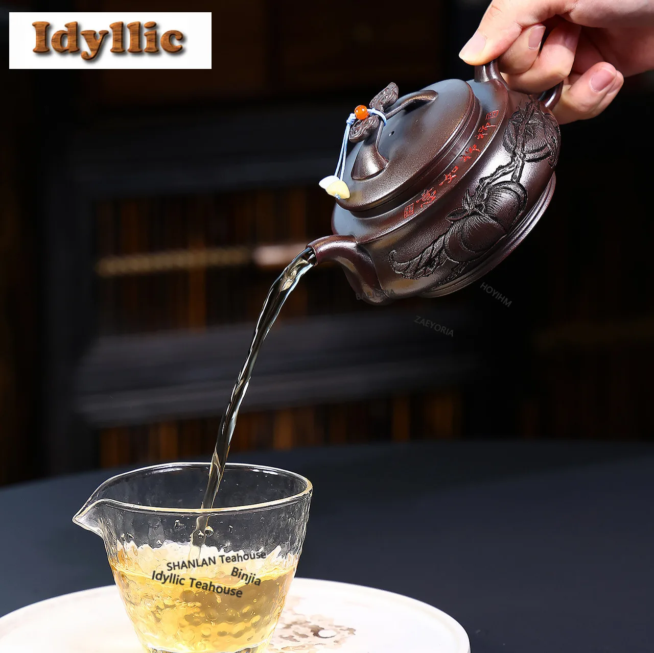 HOYIHM 310ml Ancient Yixing Purple Clay Teapots Handmade Persimmon Pot Raw Ore Ancient Bronze Mud Kettle Zisha Tea Set Tableware