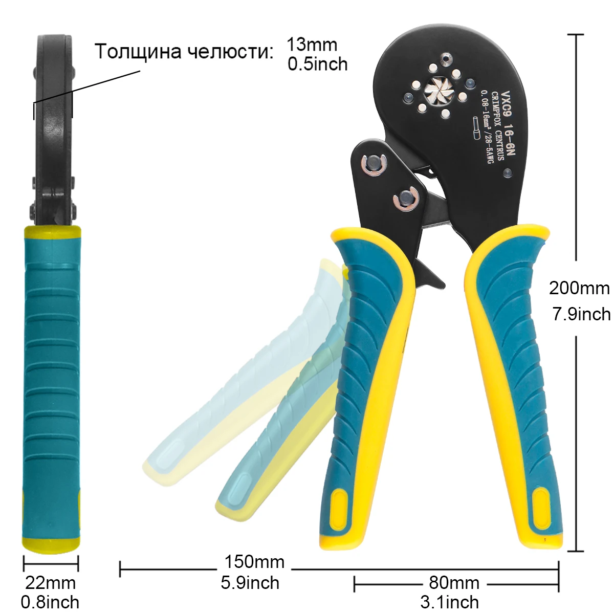 WOZOBUY Hexagonal Ferrule Crimping Tool (0.08-16mm²/AWG28-5) , Ferrule Crimper for Wire Ferrules,End Sleeves,Pin Cord Connectors