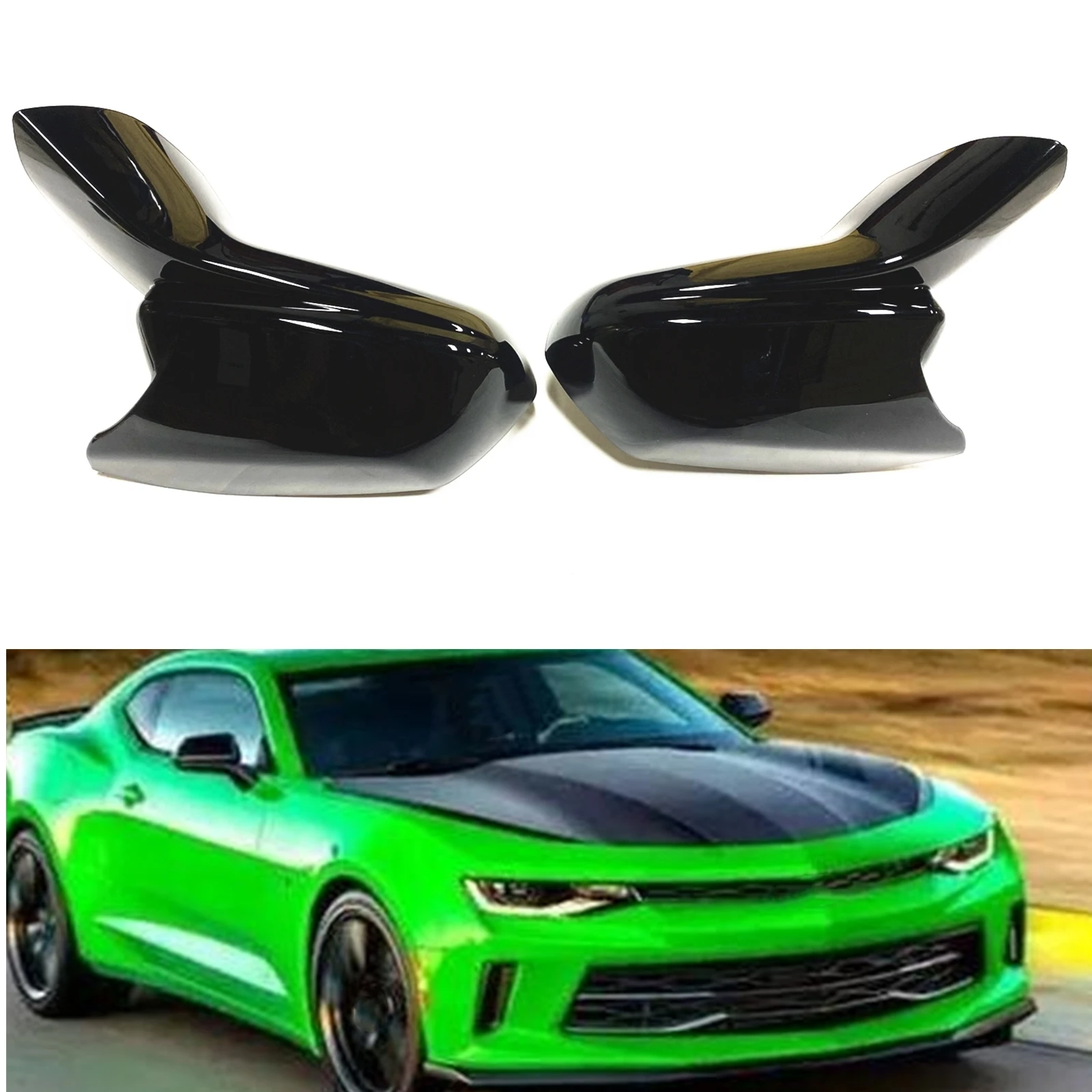 For Chevrolet Camaro SS RS ZL1 LT 2016 2017 2018 2019 2020 2021- 2024 Mirror Cover Gloss Black Exterior Side Cap Rearview Add On