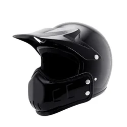 Gloss Black DOT Motorcycle Helmet Retro Cafe Racer  Vintage Motocross Open  Kask Full Face Casco Modular Ce