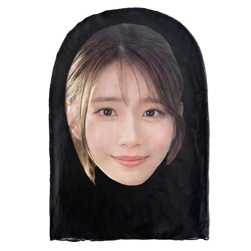 Japanische Schauspielerin 3D-Simulations-Gesichtsmaske Lustiges Rollenspiel Elastische Netz-Kopfbedeckung Karnevals-Party-Requisite Atmungsaktiver Sonnenschutz – Detail 6