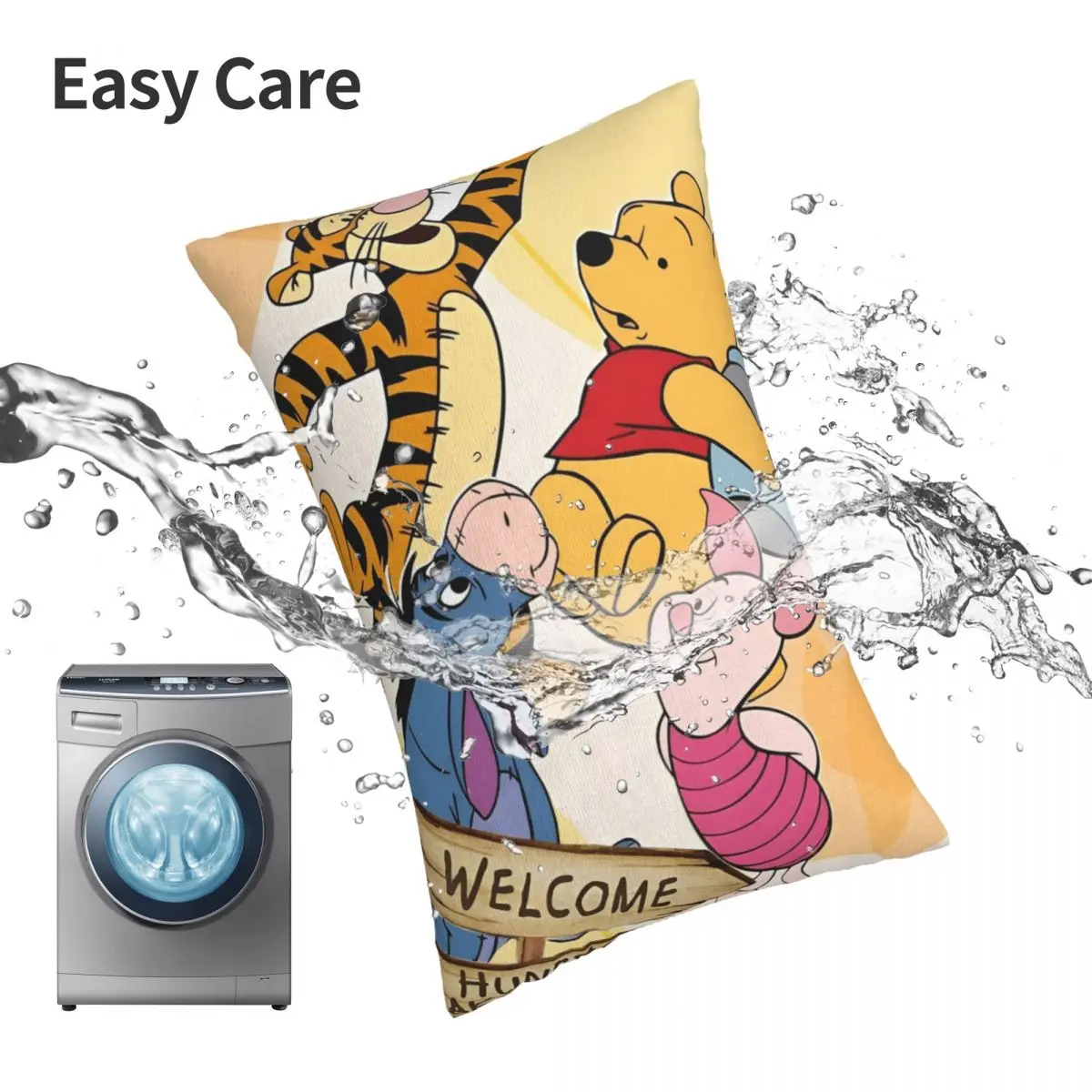 Winnie The Pooh Sarung Bantal Tempat Tidur untuk Anak Dewasa Dapat Dibalik untuk Anak Perempuan Laki-laki Perlengkapan Tempat Tidur Super Lembut Sarung Bantal Lempar Sarung Bantal