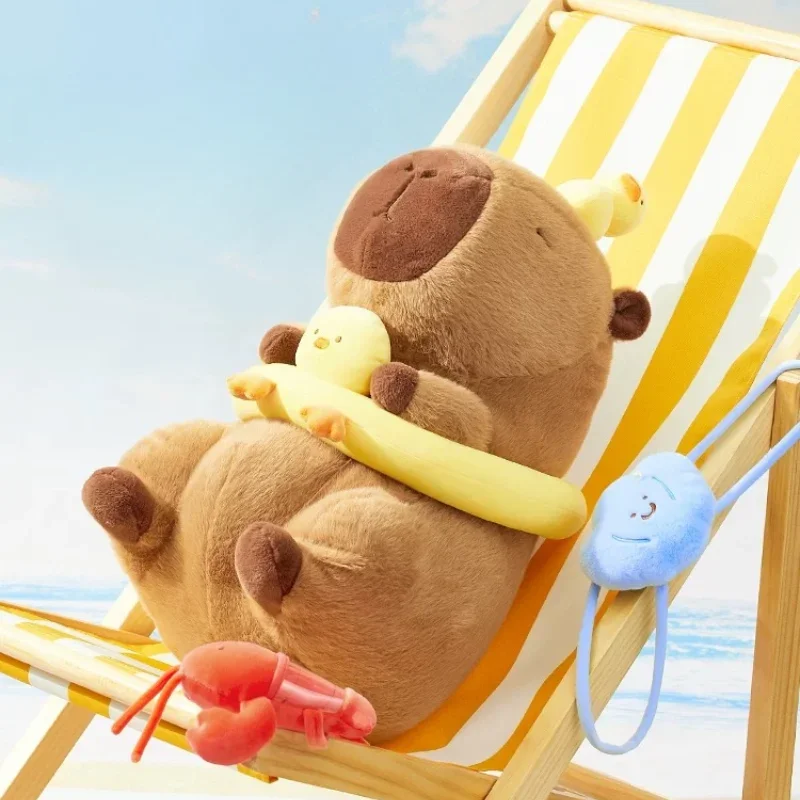 1-30PCS Kapybara Plush Toy Keychain Summer Flavour Water Dolphin Cartoon Cute Plush Charms Bag Charms Christmas Decoration