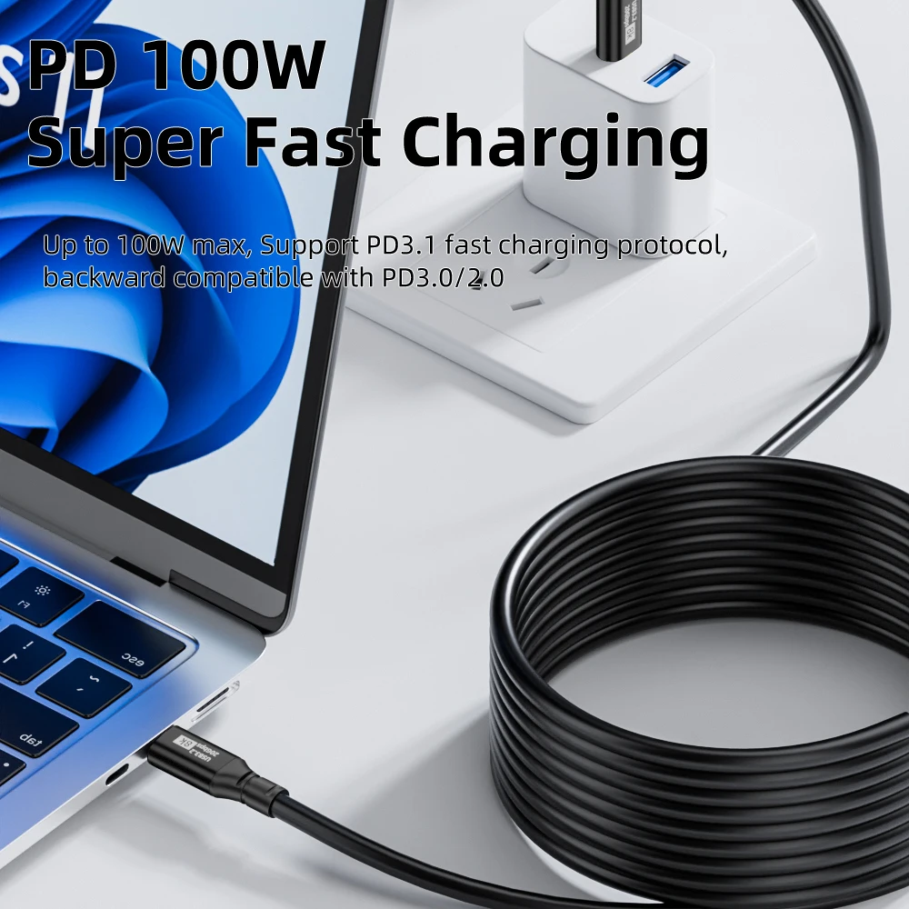 ​5m USB C to Type C PD 100W Fast Charging Cable USB3.2 20Gbps 8K@60Hz USB-C Extension Cable Cord for iPhone 15 Pro Max Samsung