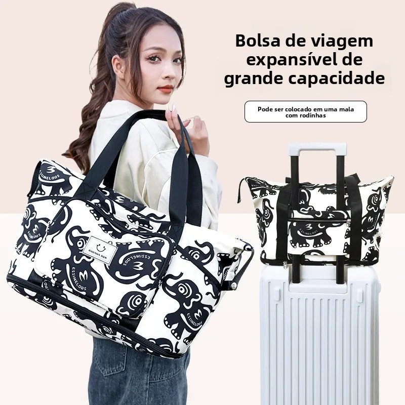 large-capacity-sports-fitness-yoga-vacation-handbag-portable-bag-expandable-pack-bag-wilderness-bear-pattern-travel-bag