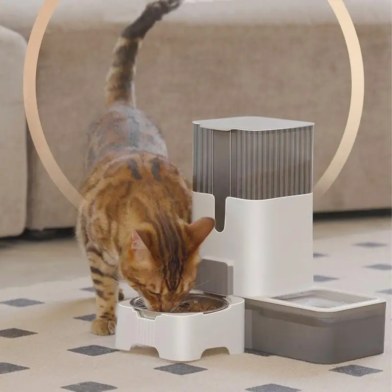 Automatic Cat Food Dispenser Cat Auto Feeder Large Capacity Pet Feeder Auto Dog Feeder 2 In 1 Stainless Steel Bowl Automatic