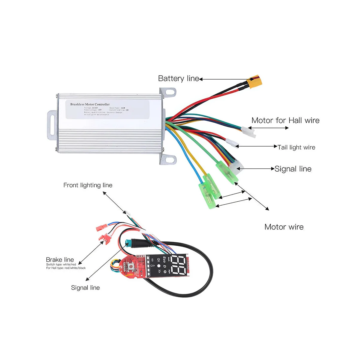 36V 350W Electric Scooter Controller Board Set with Dashboard Accelerator Replacement for Xiaomi M365/Pro