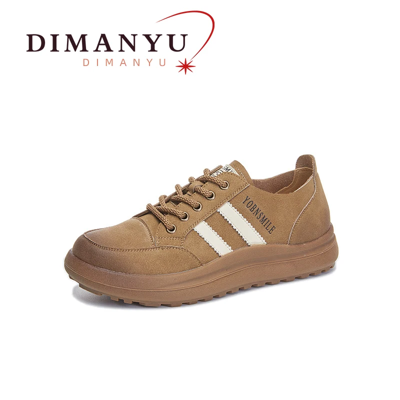 

DIMANYU Moral Training Shoes Female Genuine Leather 2024 spring New Lace Women's Sneakers Retro Casual Shoes Ladies