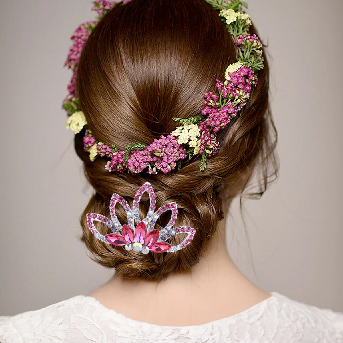 

1pc Crown Comb Bridal Headdress Women Hair Accessories Wedding Insert Flower Girl Bridesmaid Prom Party Anniversary