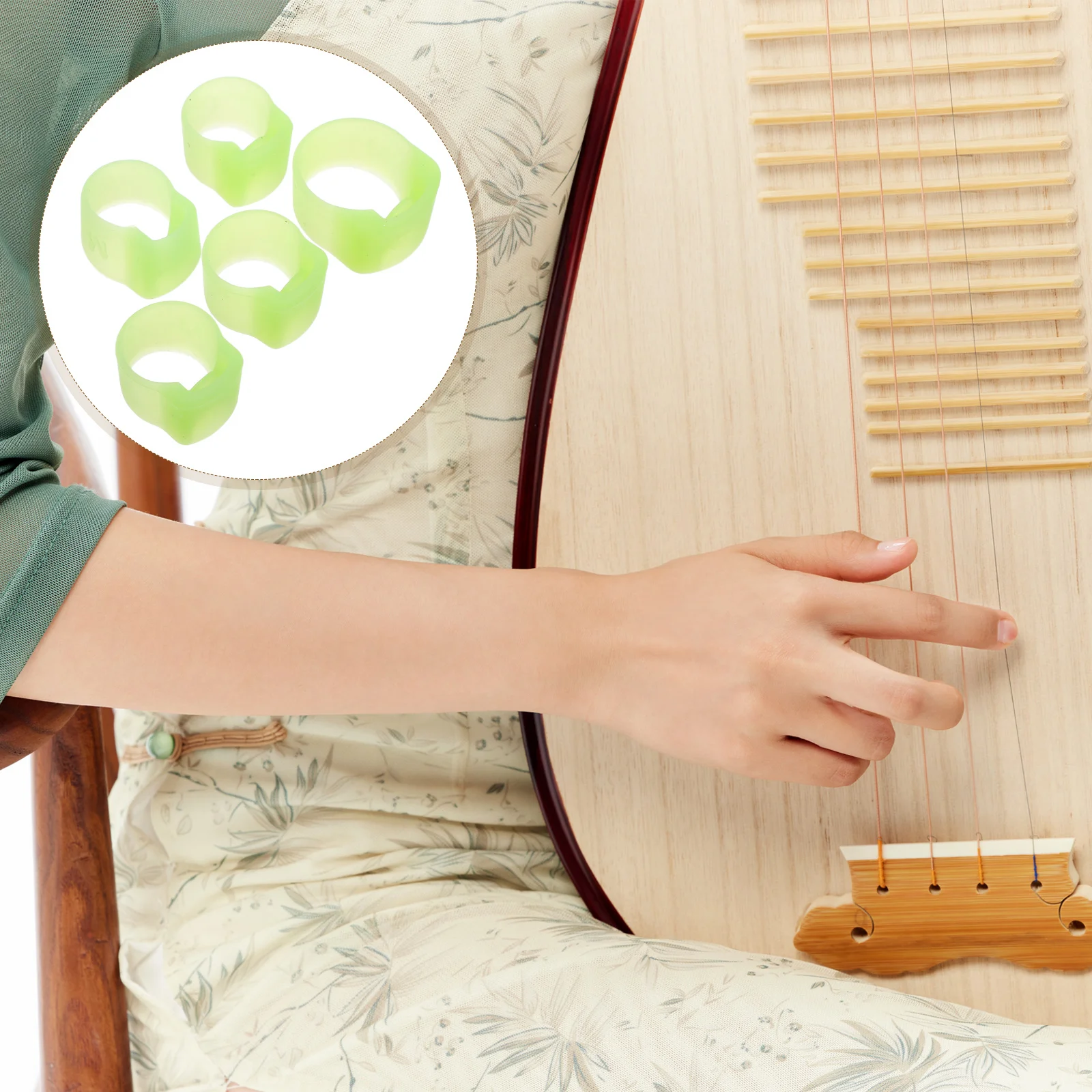 

5pcs Pipa Protectors Silicone Nail Covers Comfortable Durable for Practice Finger Protection Adults