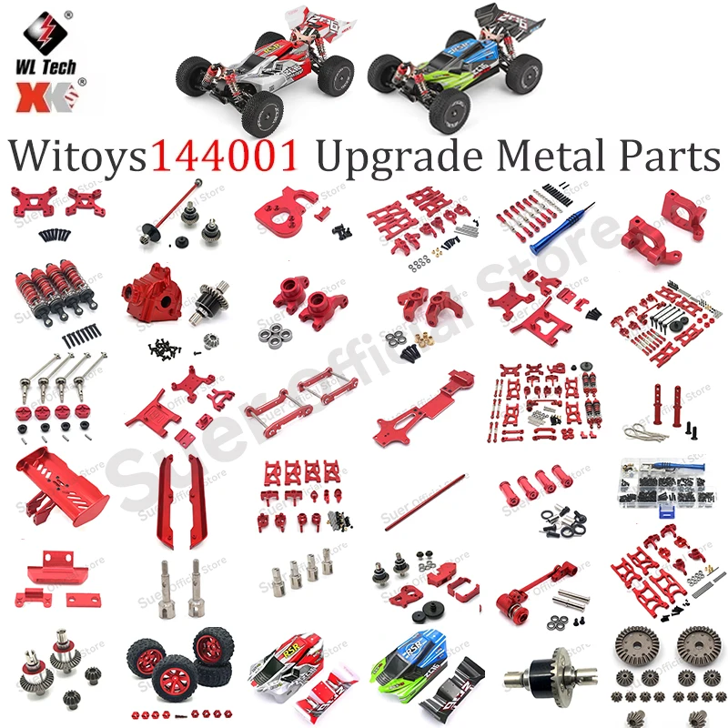 Wtoys 144001 Upgraded Metal Modification Parts, Gearbox Gears Differential, Transmission Shaft Shock-absorbing Tires Accessories