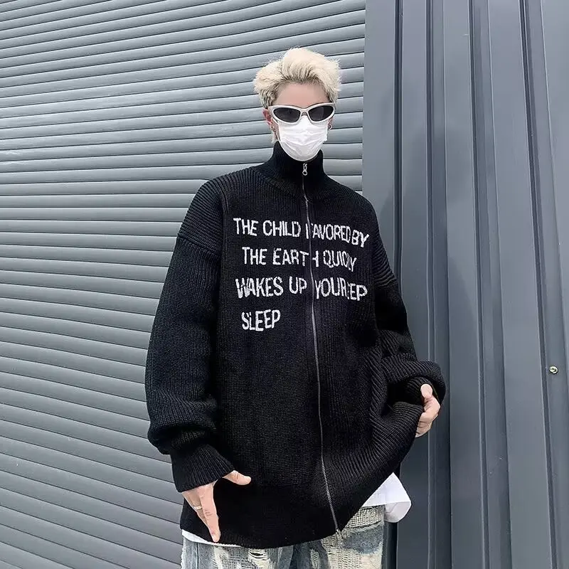 

Retro American Casual V-Ne Knitted Sweater Cardigan Autumn Winter Men Women Outerwear Trendy Leisure Sle Long Sve
