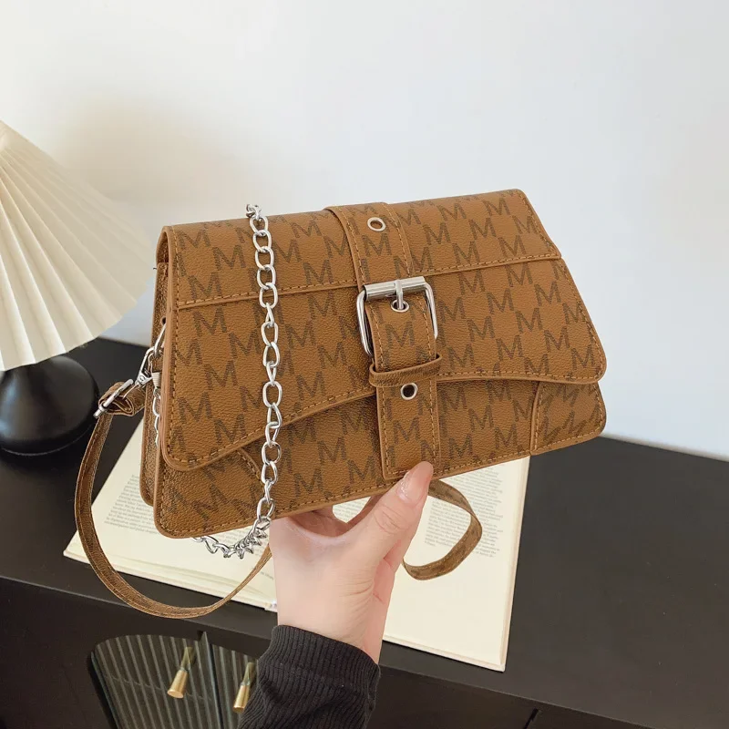 الرجعية رسالة Crossbody حقيبة مربعة صغيرة عصرية بسيطة مزاجه حقيبة صغيرة المرأة سلسلة حقيبة كتف حقائب للنساء