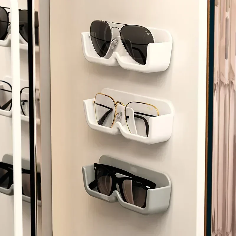 1Pc Wall Mounted Glasses Storage Box Punch-free for Myopia and Sun Wall Display High-end Sunglasses Storage Rack (only Box)