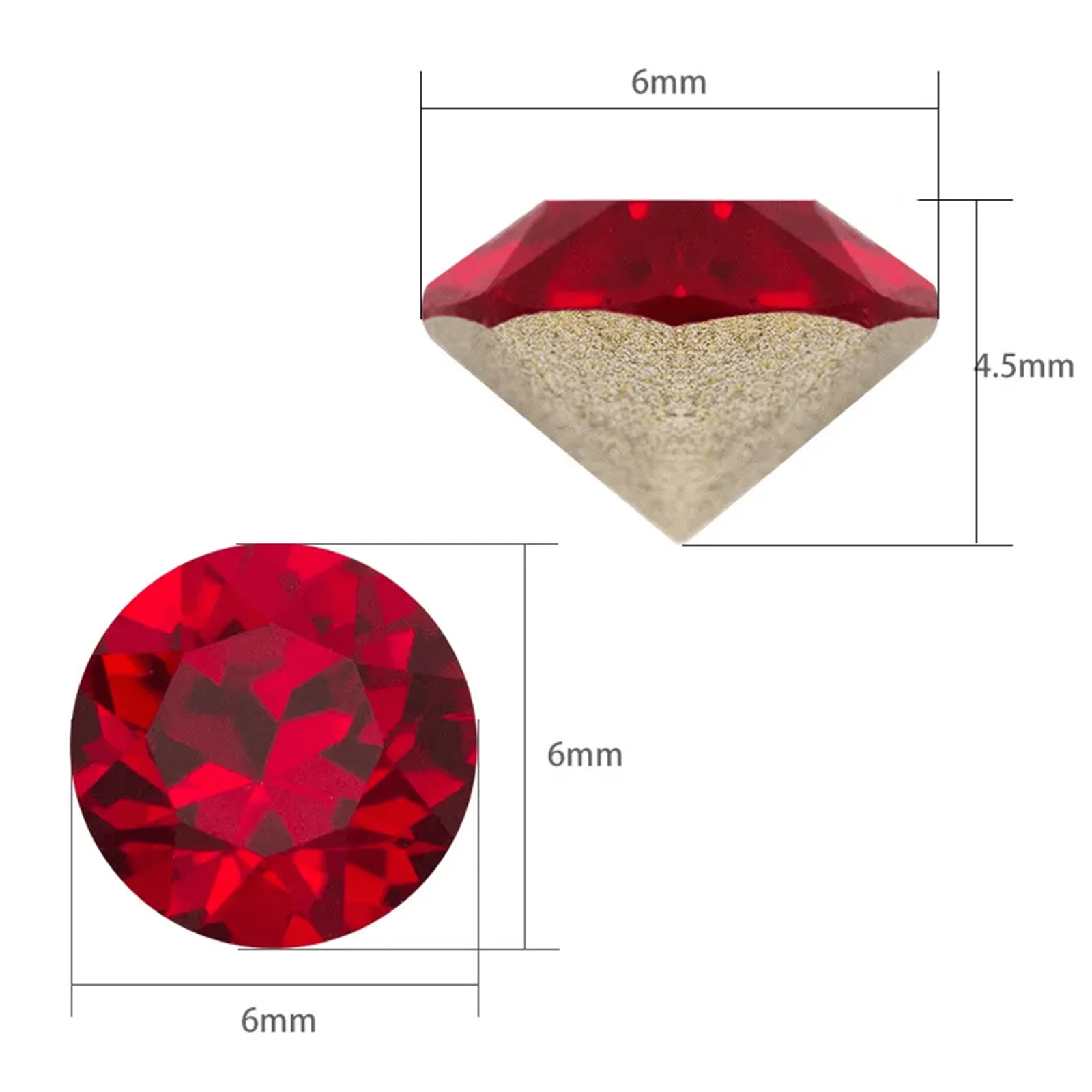 6mm Diamond-Shaped Crystal 33Cuts facets Pointed bottomed Decoration Gems Used for earrings necklaces Nail Jewelry accessory