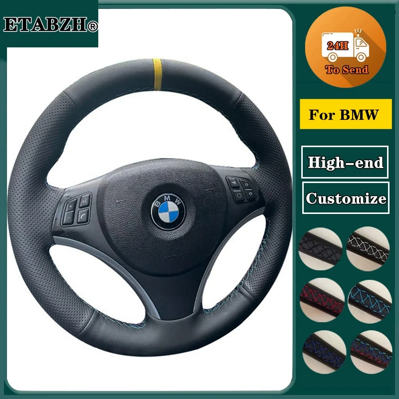 Braid Car Steering Wheel Cover For BMW E87 E81 E82 E88 X1 E84 E90 E91 E92 E93 Microfiber Leather Steering Wrap Car Accessories