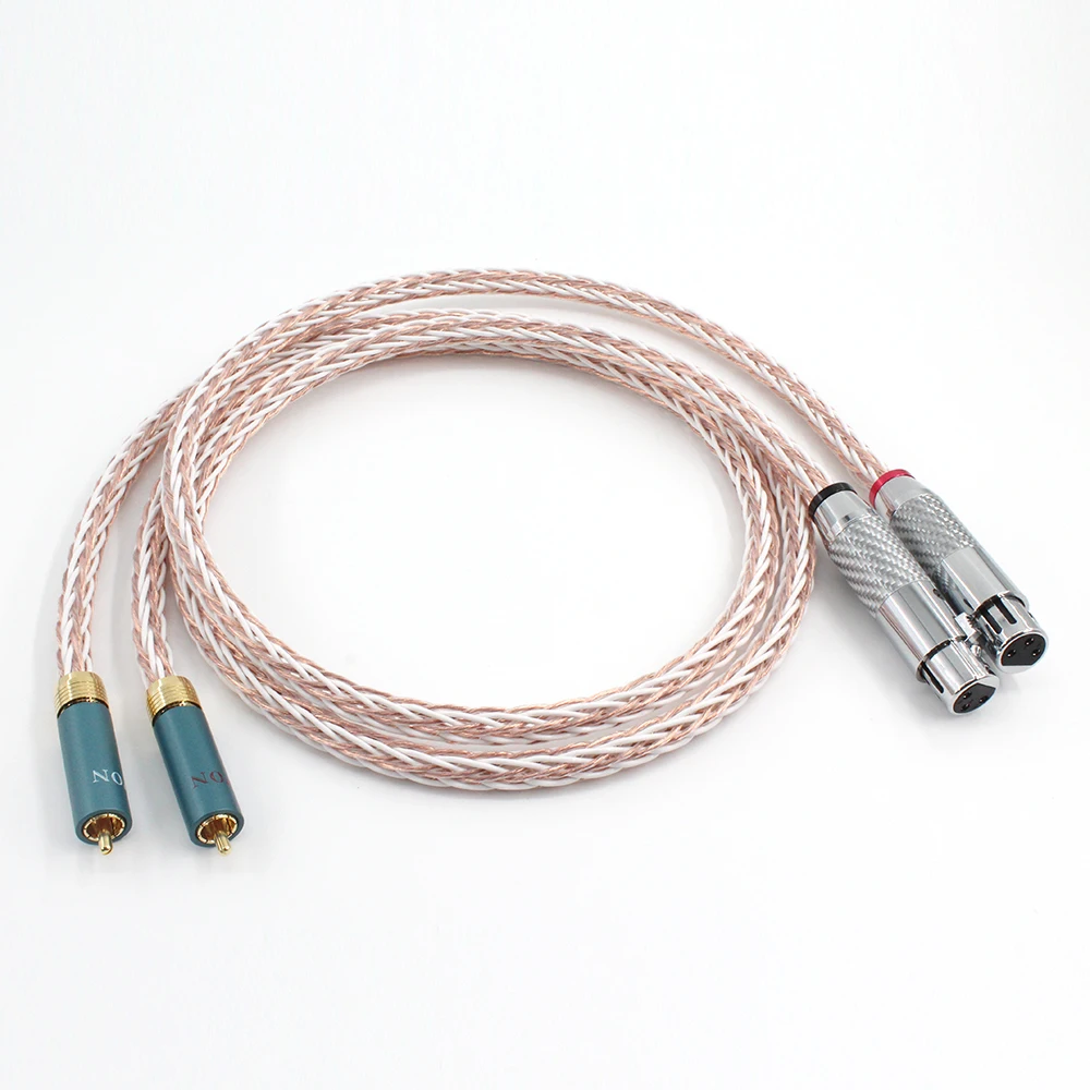 

Hifi 8TC 7N OCC Pure copper Xlr to Rca Male Cable, 3 Pin 2 XLR female to 2RCA Audio Cable