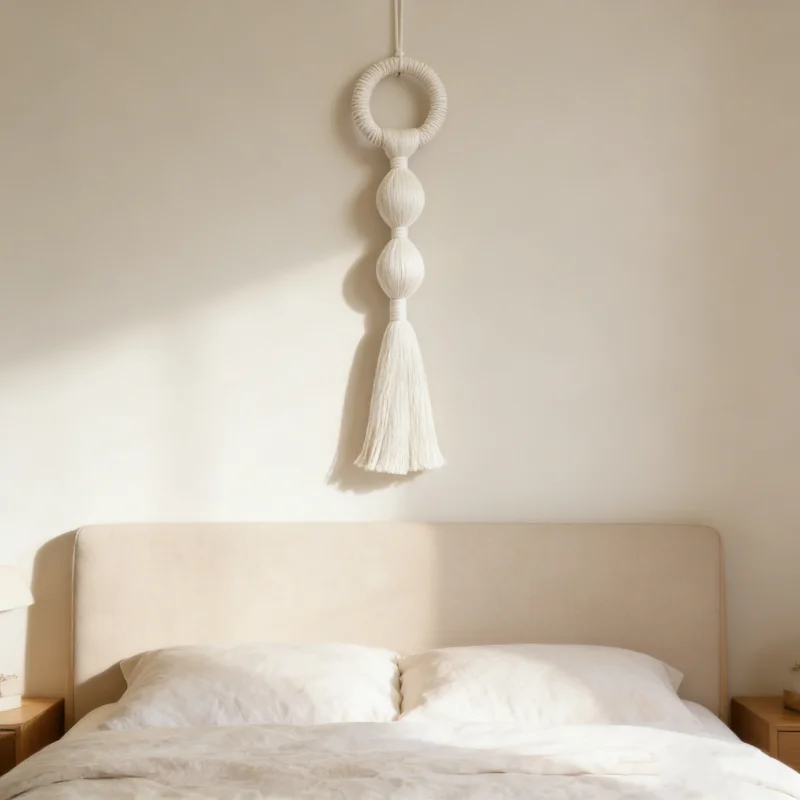 

Boho Macrame Wall Hanging with Tassel Handmade Minimalist Wall Decor for Bedroom Living Room