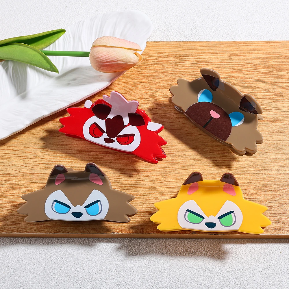 

4PCS Anime Cat Character Hair Claw Clips, Cute Cartoon Animal Shark Clips, Acrylic Non-slip Hair Accessories for Women