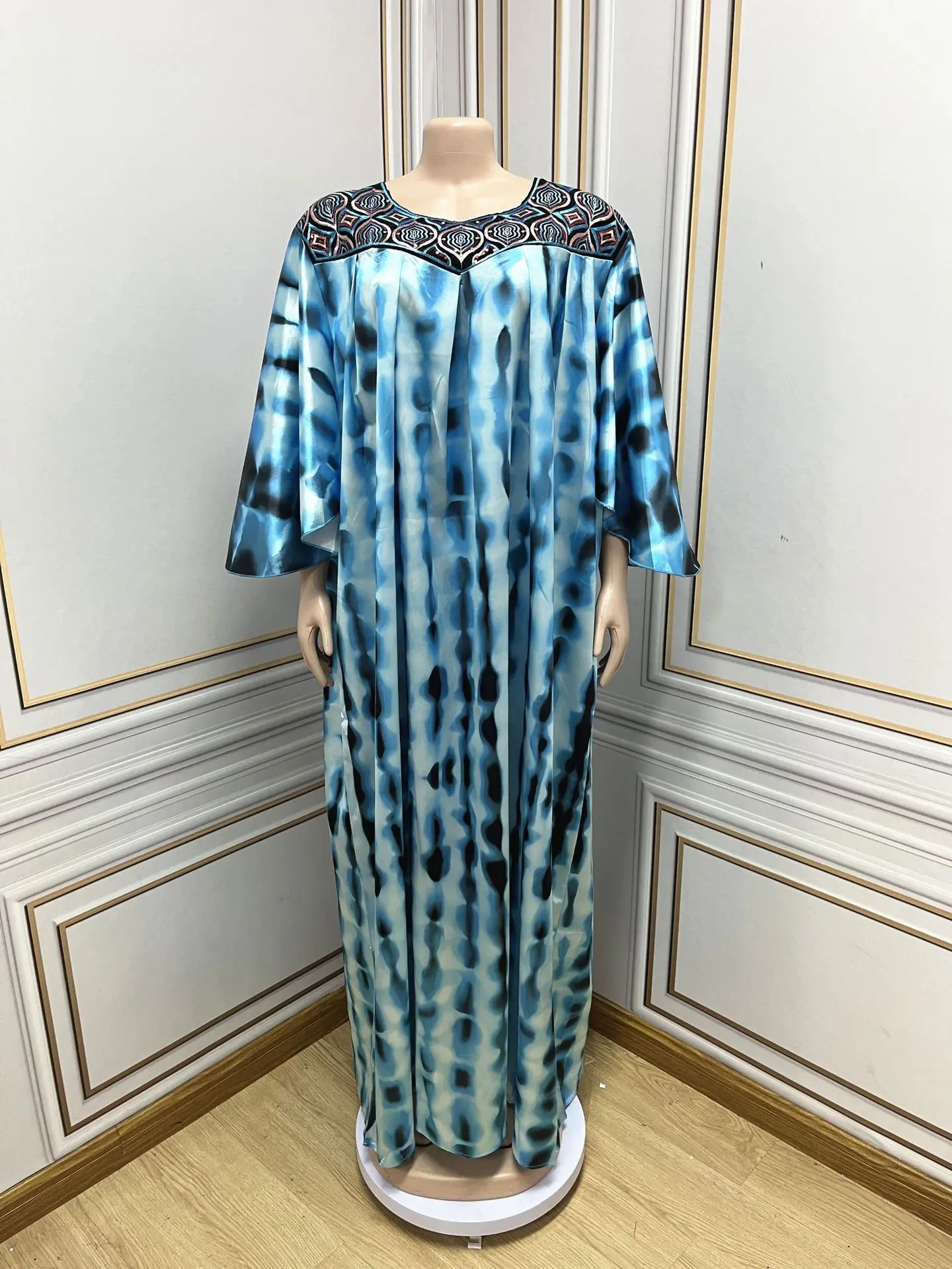 Abaya de talla grande para mujer, manga de murciélago suelta, asimétrica, delgada, talla libre, moda Vintage, Maxi Vestidos largos y pañuelo en la cabeza