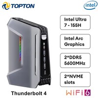 Topton F12 AI 14th Intel Gaming Mini PC Ultra 7 155H 16C/22T Thunderbolt4 2xDDR5 2xPCIe 2x2.5G LAN Windows 11 RGB Computer WiFi6