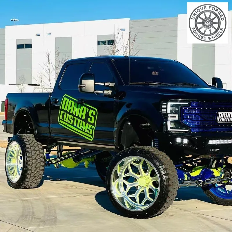 26 Style Fluorescent Green Deep Dish Lip Concave Off‑Road 24x14/12 8x170/8x180/6x139.7/8x165.1 Forged Wheels For Suv Pickup Truc